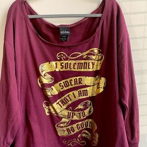 Torrid maroon size 3 Harry Potter off the shoulder sweatshirt